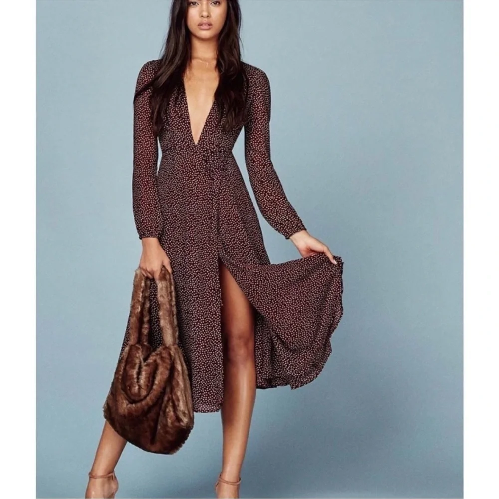 NEW Reformation deep V-neck wrap dress